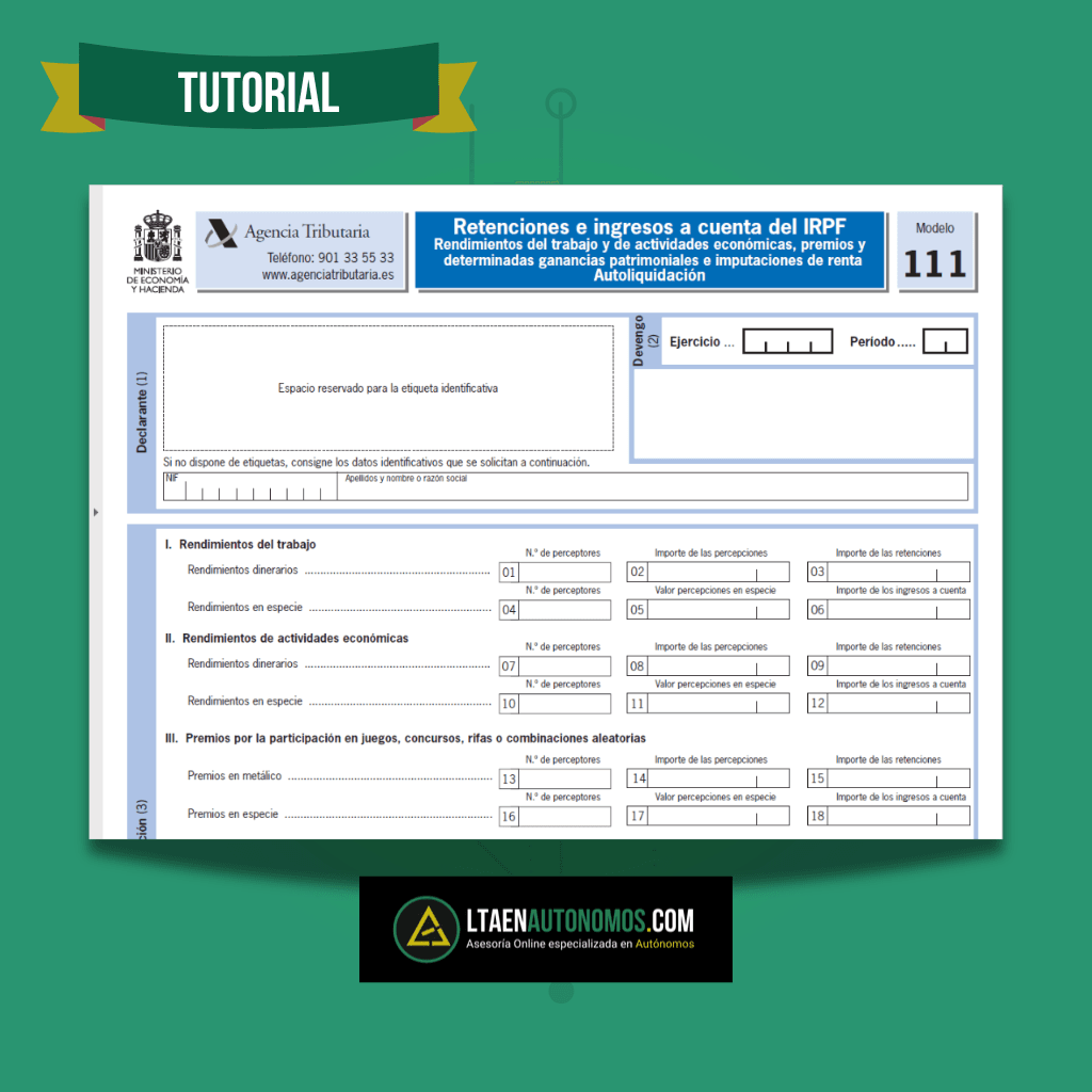 Cómo rellenar el Modelo 111 de Retenciones IRPF de Profesionales Autónomos