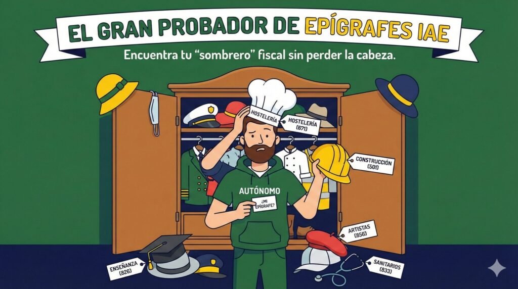 Autónomo revisando epígrafe del IAE con asesor fiscal