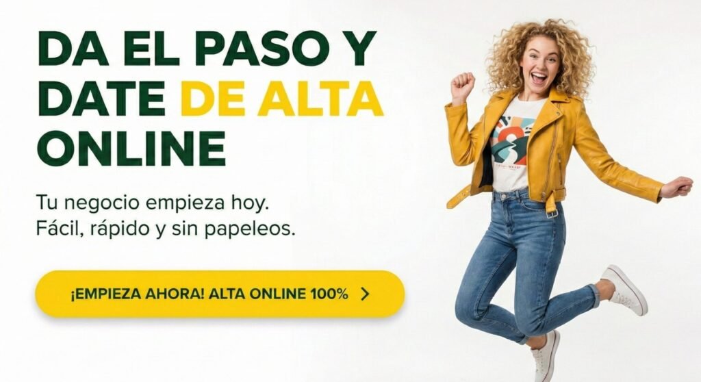 Emprendedora feliz al tramitar su alta en autonomos con altaenautonomos.com