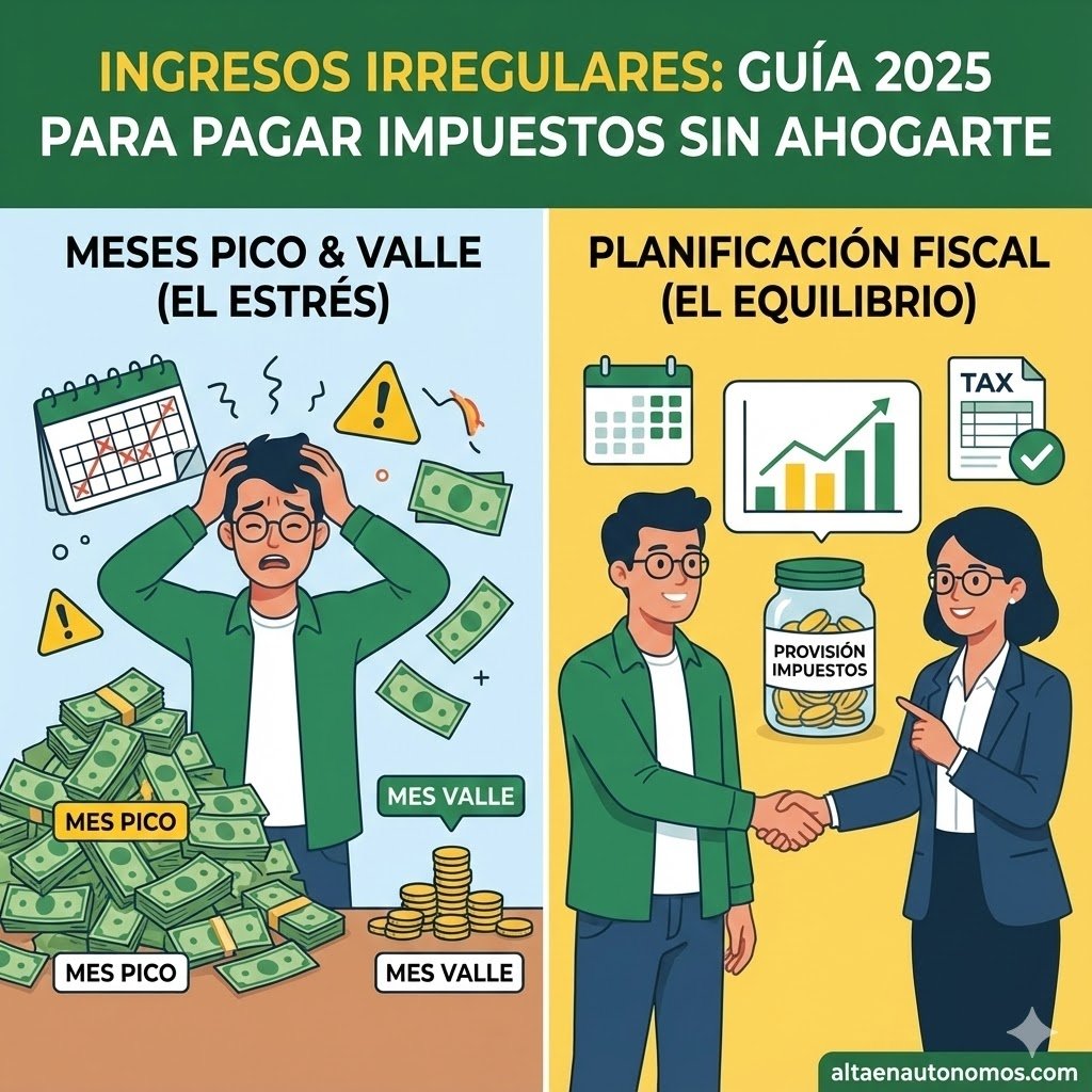 Autónomo gestionando ingresos y previsión fiscal