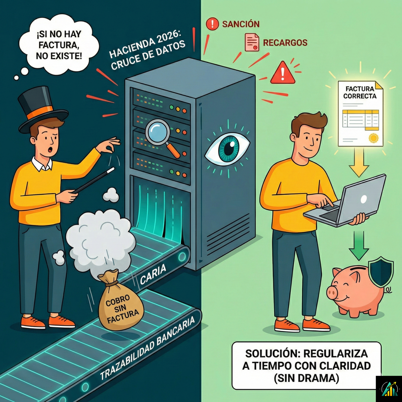 Qué pasa si no emites factura pero sí cobras por transferencia (2026)