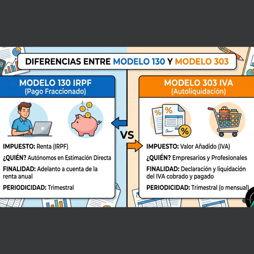 Diferencias entre modelo 303 y 130 en 2026