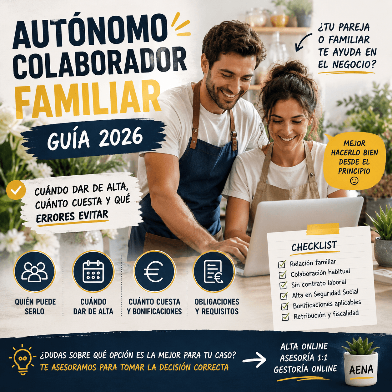 Autónomo colaborador familiar: alta y requisitos 2026