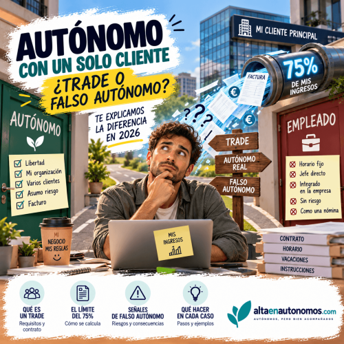 ¿Puedes ser autónomo trabajando para una sola empresa? Te explicamos cuándo puedes ser TRADE, cómo funciona el límite del 75 %, qué derechos tienes y qué señales pueden indicar una situación de falso autónomo.