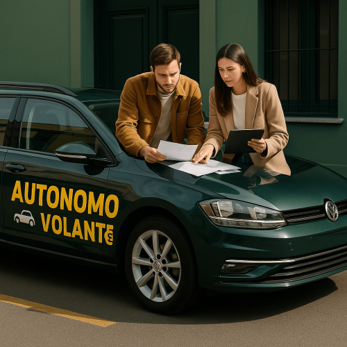 Autónomos revisando facturas sobre coche deducible en 2025