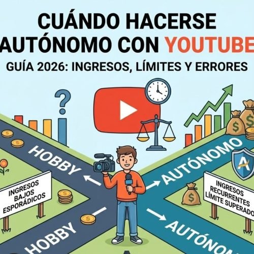 Emprendedor y creador digital dudando si tiene que darse de alta como autónomo con ingresos de Youtube